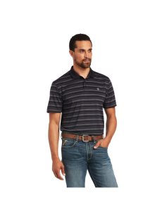 Camisa Polo Ariat Ombre Stripe Ftd Hombre Negras | UBZE60729