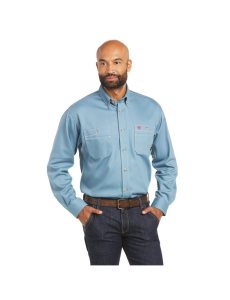 Camisas Ariat FR Vented Trabajo Hombre Gris Azules | NGSI59126