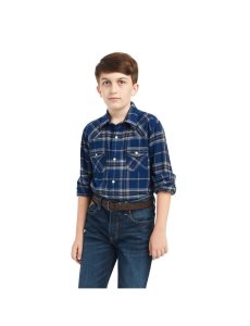 Camisas De Traje Ariat Holcombe Retro Fit Niños Azules | ZBMT08291