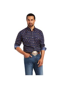 Camiseta Ariat Relentless Steeled Stretch Classic Fit Snap Hombre Azul Marino | OHCX35879