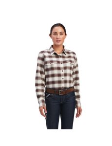 Ropa De Trabajo Ariat Rebar Flannel DuraStretch Trabajo Shirts Mujer Blancas | STGN54276