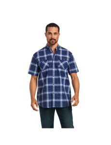 Ropa De Trabajo Ariat Rebar Made Tough DuraStretch Trabajo Shirts Hombre Azul Marino | BSQZ39514