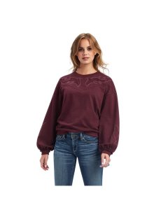 Sudaderas Ariat Stitched Crew Mujer Burdeos | VXEY70539